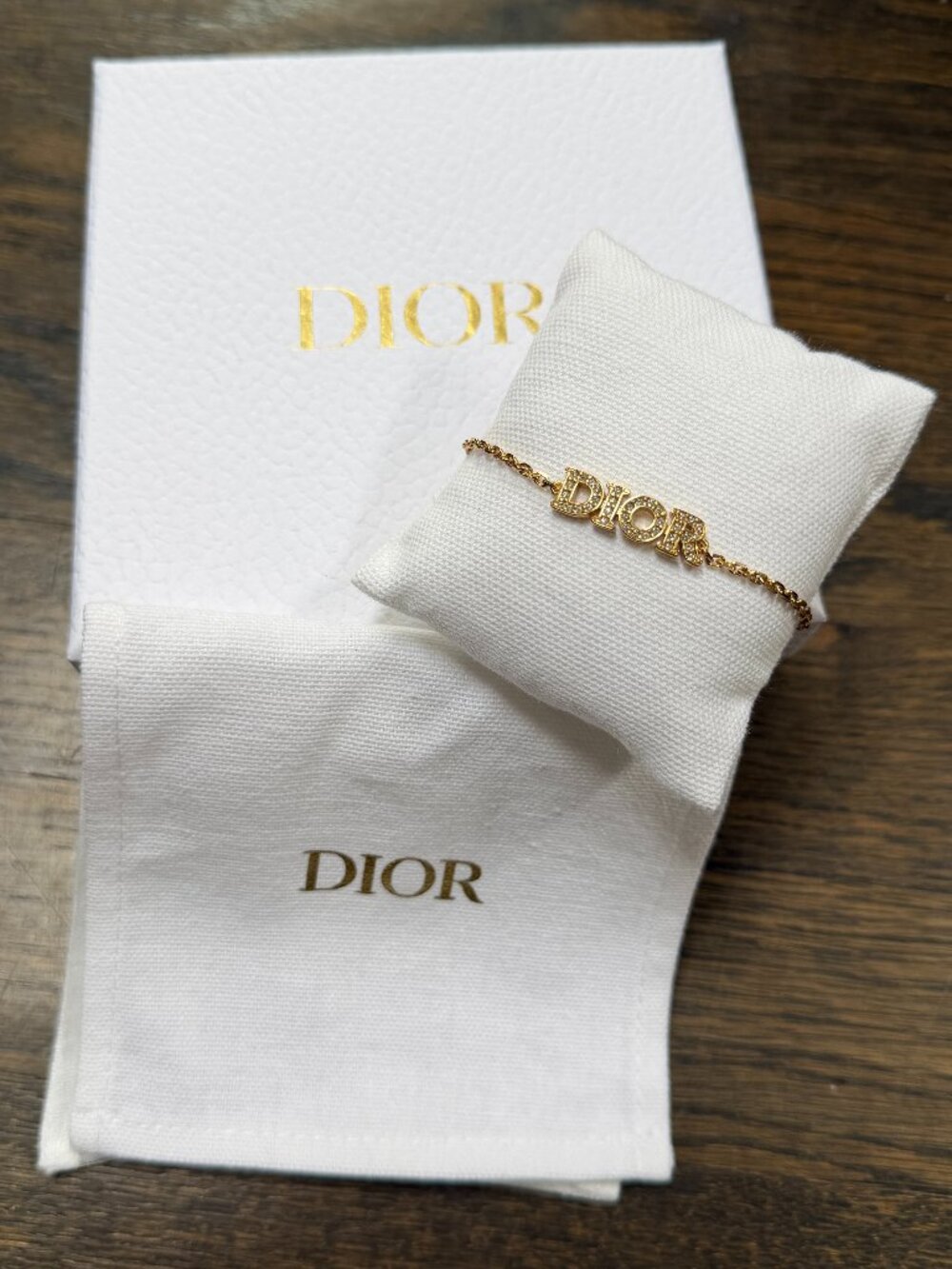 NWOT Christian Dior Crystal Revolution Bracelet Gold Tone